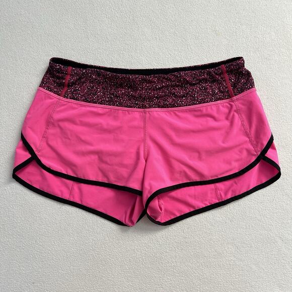 Lululemon Women Raspberry Glo Light Magenta Black 4-way Run 2.5” Speed Shorts 6 - Picture 1 of 9